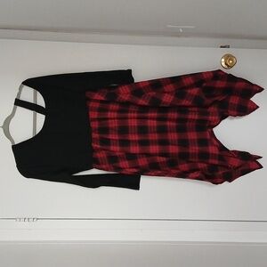 NWOT Plaid Handkerchief Skirt One Shoulder Dress